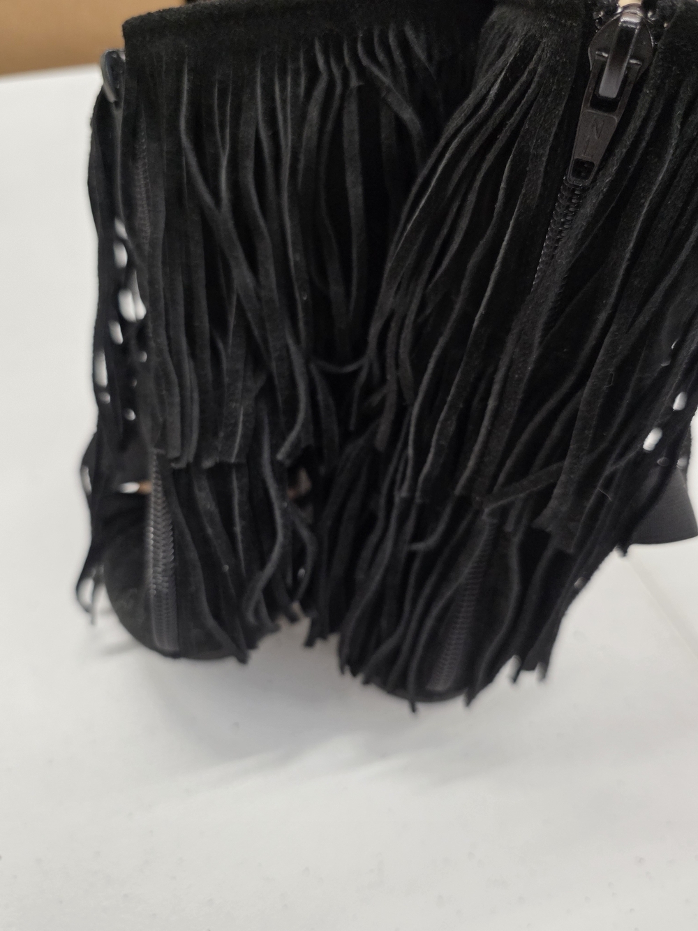 Vincenzo Sopranzi Italian Suede Boho Fringe Western Mid Ankle-Strap Flat Sandals - Picture 4 of 9